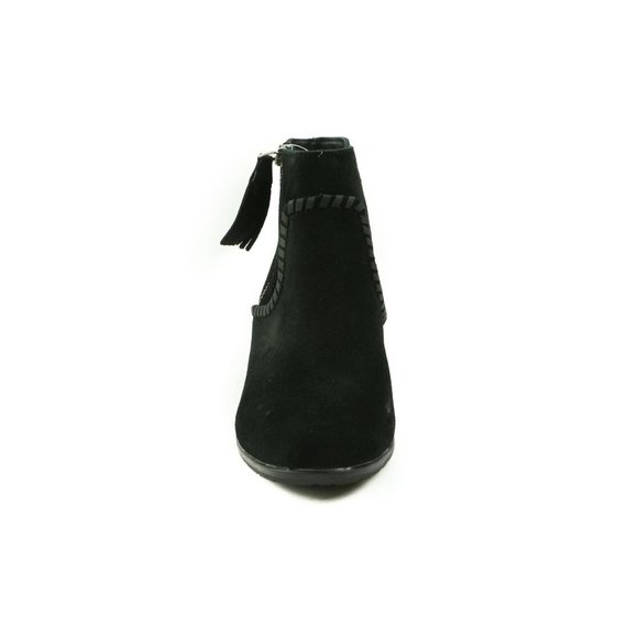 Jack Rogers | Dylan Suede Leather Boot Bootie Black Women 9 Side Zip Tassel Pull - Picture 12 of 13